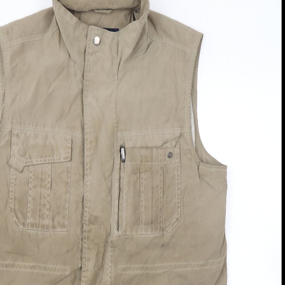 Gurteen Mens Beige Gilet Jacket Size 38 Zip