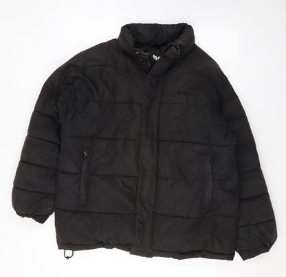 SCHOTT Mens Black Puffer Jacket Coat Size S Zip