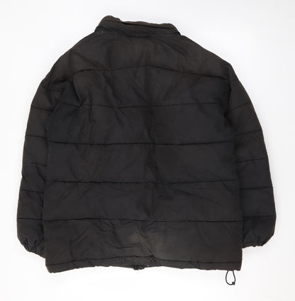 SCHOTT Mens Black Puffer Jacket Coat Size S Zip