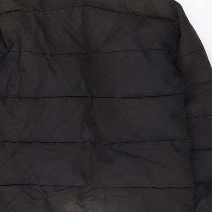SCHOTT Mens Black Puffer Jacket Coat Size S Zip
