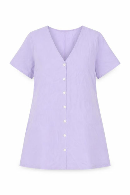 Boohoo Womens Purple Polyester Shift Size 10 V-Neck Button