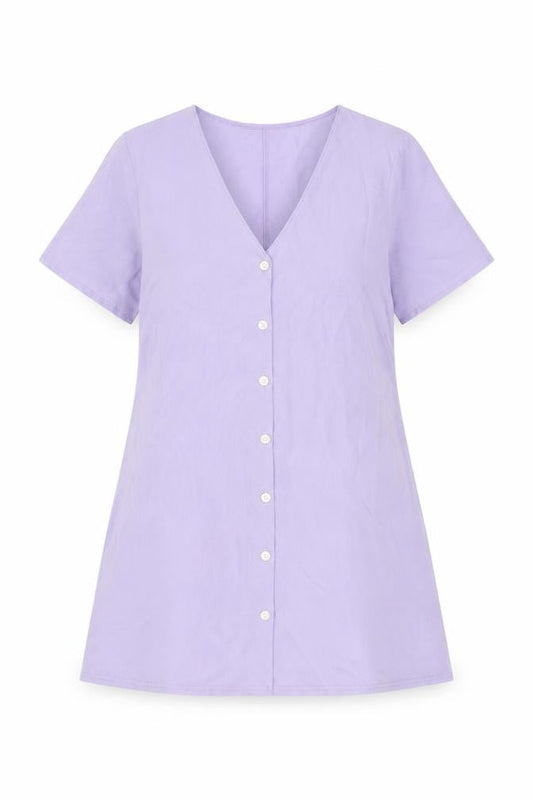 Boohoo Womens Purple Polyester Shift Size 10 V-Neck Button