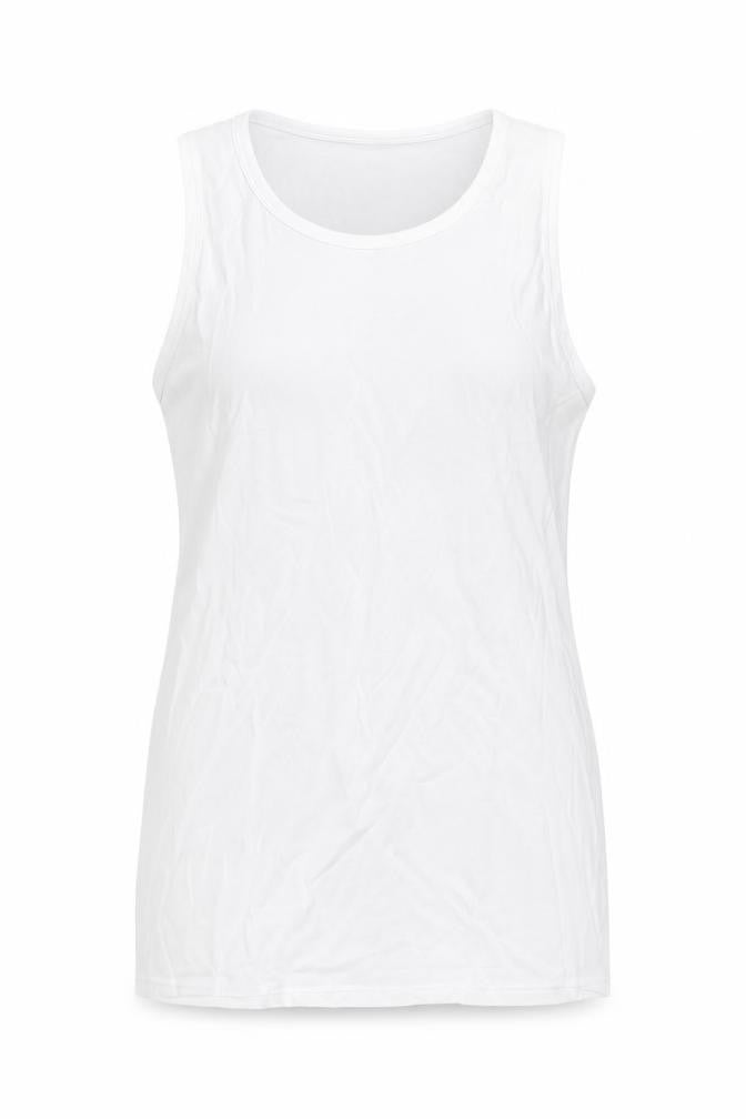 Marks & Spencer Womens White Cotton Basic Tank Size L Scoop Neck