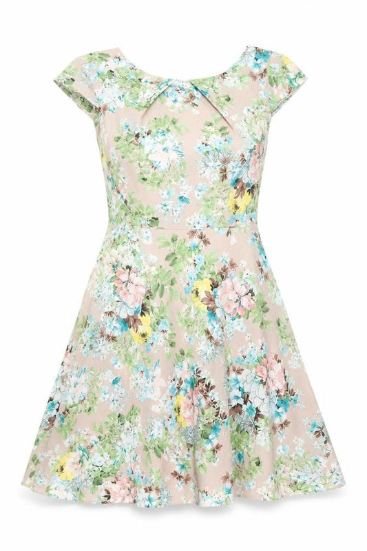Wallis Womens Brown Floral Polyester A-Line Size 10 Round Neck Zip