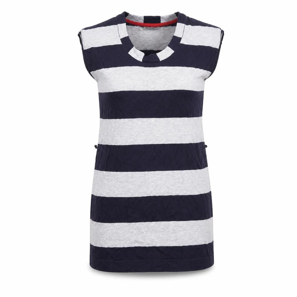 Autograph Womens Grey Striped Cotton Bodycon Size 14 Scoop Neck Pullover