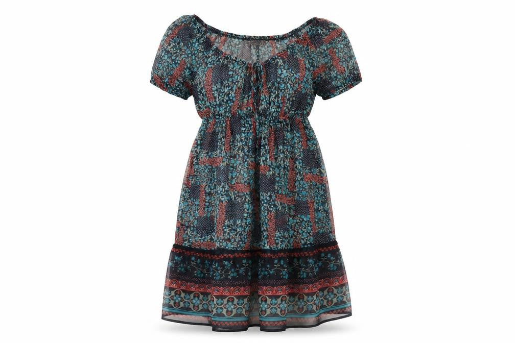 LFT Womens Black Floral Polyester Mini Size S V-Neck Pullover - Sheer
