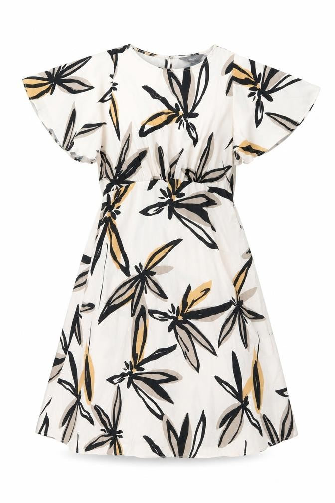 Principles Womens Pink Geometric Polyester Shift Size 12 Round Neck Button - Leaf Print