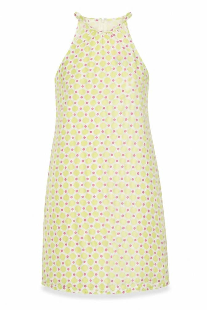 Saba Womens White Polka Dot Polyester Shift Size 6 Halter Zip