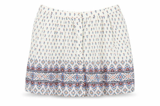 New Look Womens Ivory Floral Viscose Mini Skirt Size 6 Button