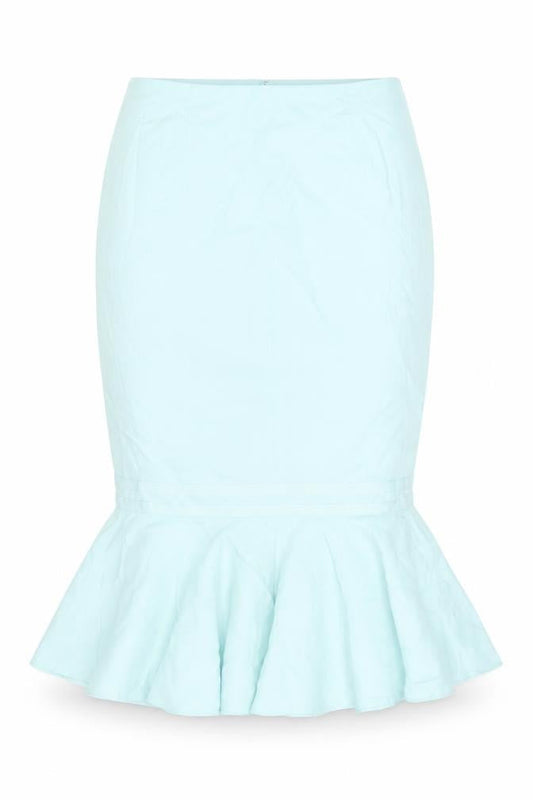 Minuet Womens Blue Silk Trumpet Skirt Size 12 Zip