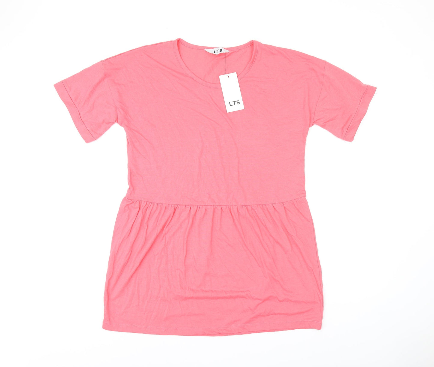 LTS Womens Pink Polyester Basic T-Shirt Size 12 Round Neck