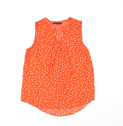 41Hawthorn Womens Red Polka Dot Polyester Basic T-Shirt Size S V-Neck