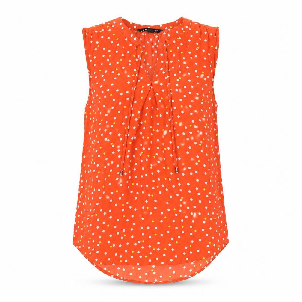 41Hawthorn Womens Red Polka Dot Polyester Basic T-Shirt Size S V-Neck