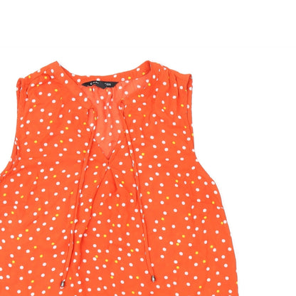 41Hawthorn Womens Red Polka Dot Polyester Basic T-Shirt Size S V-Neck