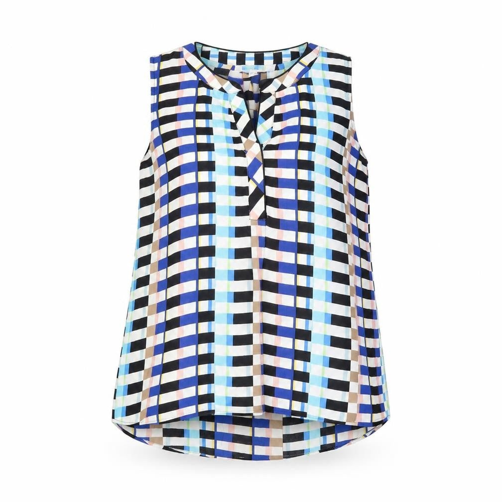 Rose + Olive Womens Multicoloured Geometric Polyester Basic T-Shirt Size S V-Neck