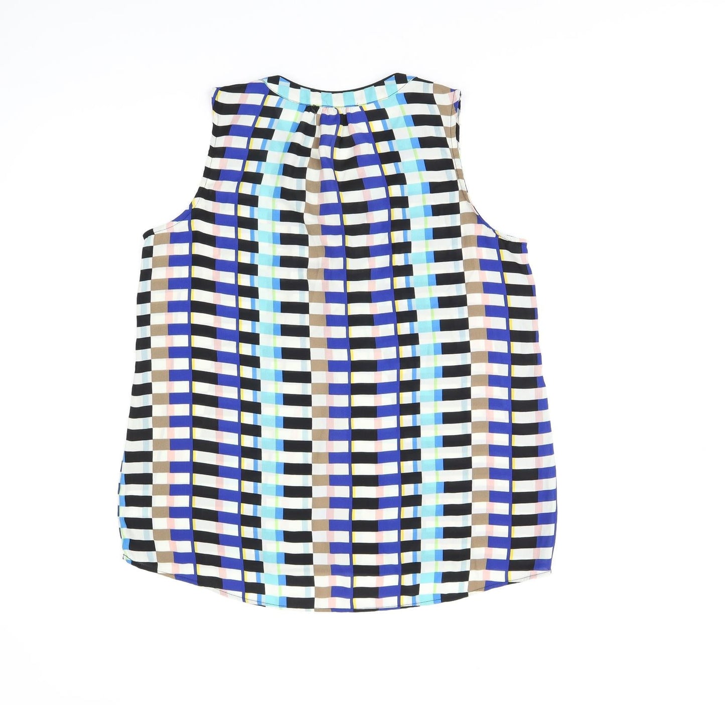 Rose + Olive Womens Multicoloured Geometric Polyester Basic T-Shirt Size S V-Neck