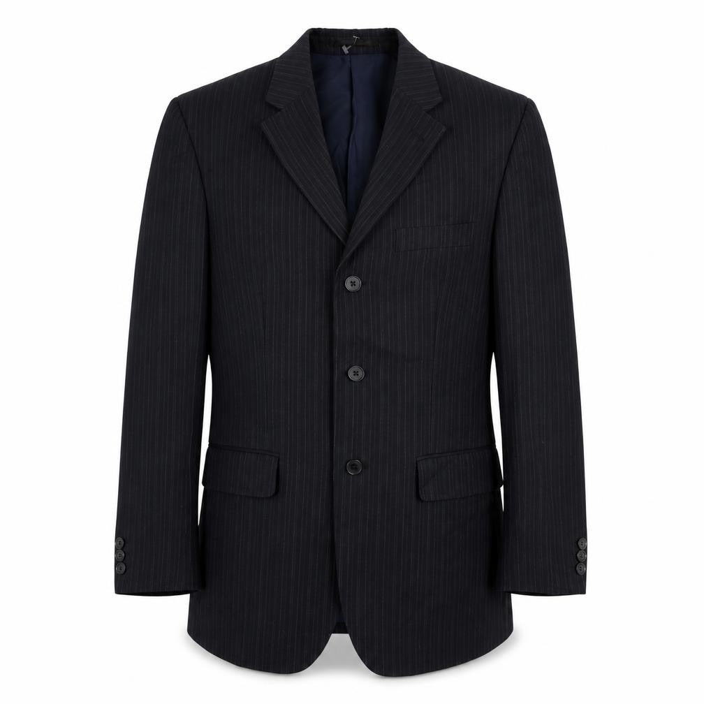 Burton Mens Blue Striped Polyester Jacket Suit Jacket Size 38 Regular
