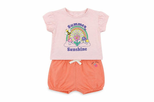 Marks & Spencer Baby Pink Cotton Shorts Set Outfit/Set Size 3-6 Months - Summer