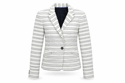 Zara Womens White Striped Jacket Blazer Size M Button
