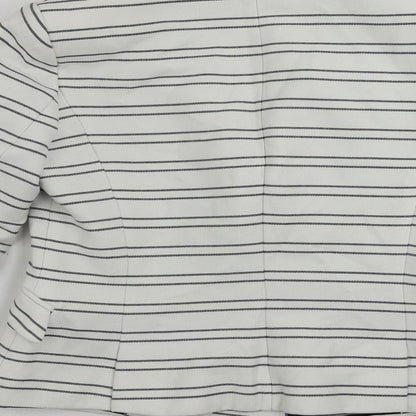 Zara Womens White Striped Jacket Blazer Size M Button
