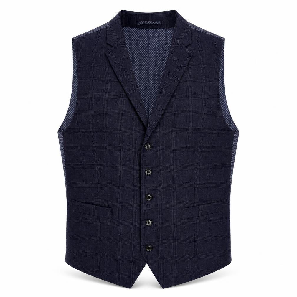 Skopes Mens Blue Plaid Wool Jacket Suit Waistcoat Size 42 Regular