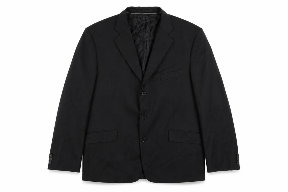 Marks & Spencer Mens Black Striped Wool Jacket Suit Jacket Size 44 Regular