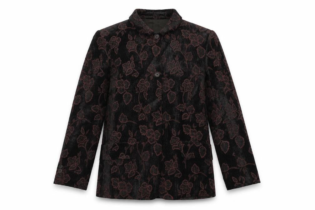 Adolfo Dominguez Womens Purple Floral Jacket Blazer Size 12 Button