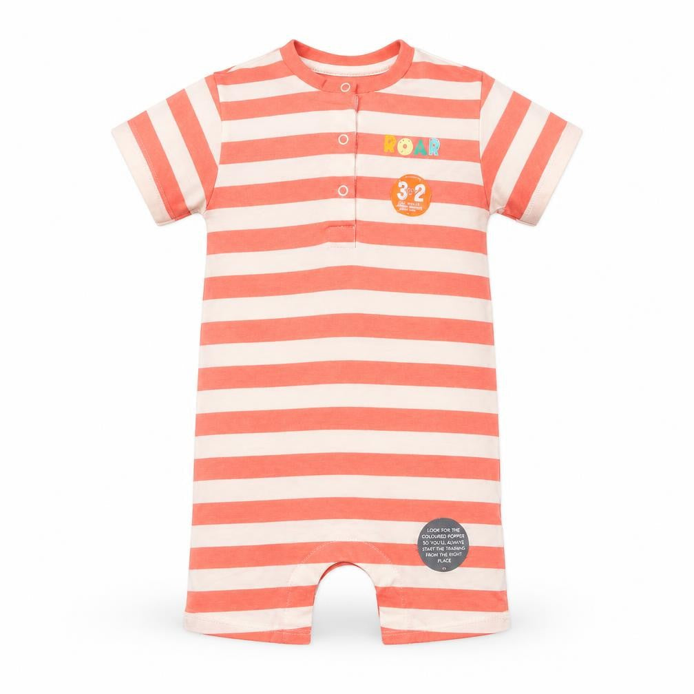 Marks & Spencer Girls Pink Striped Cotton Romper One-Piece Size 2-3 Years Snap