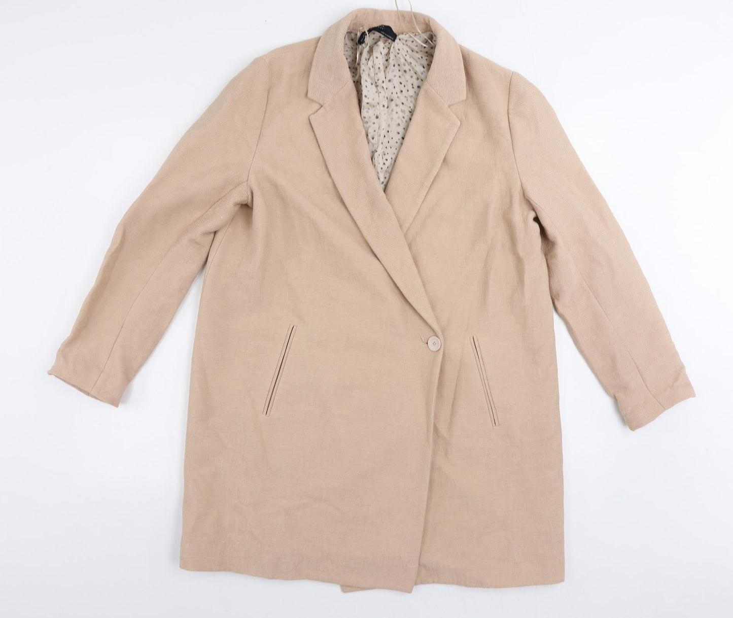 Zara Womens Pink Overcoat Coat Size L Button