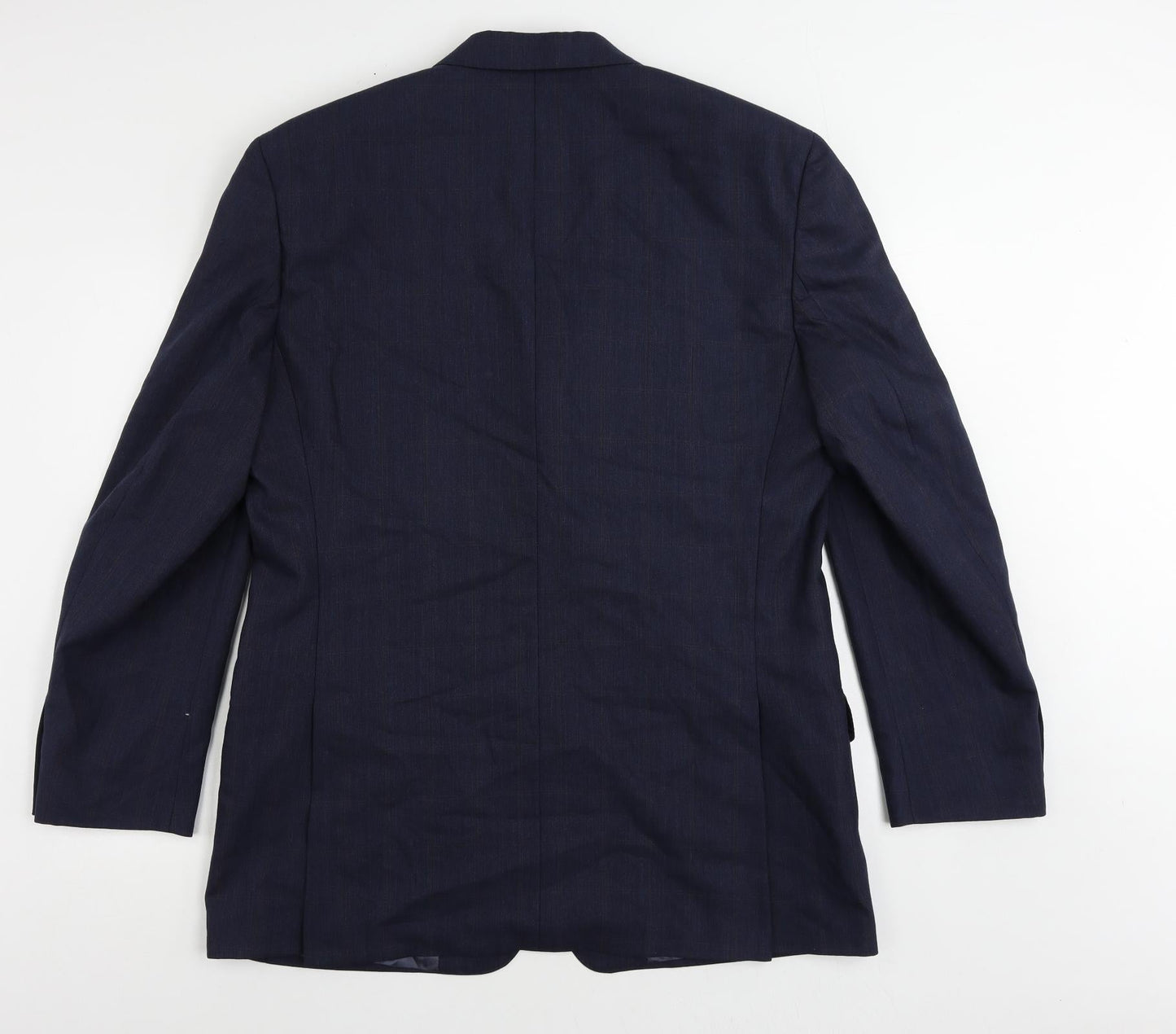 Racing Green Mens Blue Plaid Wool Jacket Suit Jacket Size 44 Regular