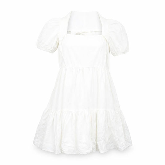 New Look Womens White Cotton A-Line Size 6 Square Neck Pullover