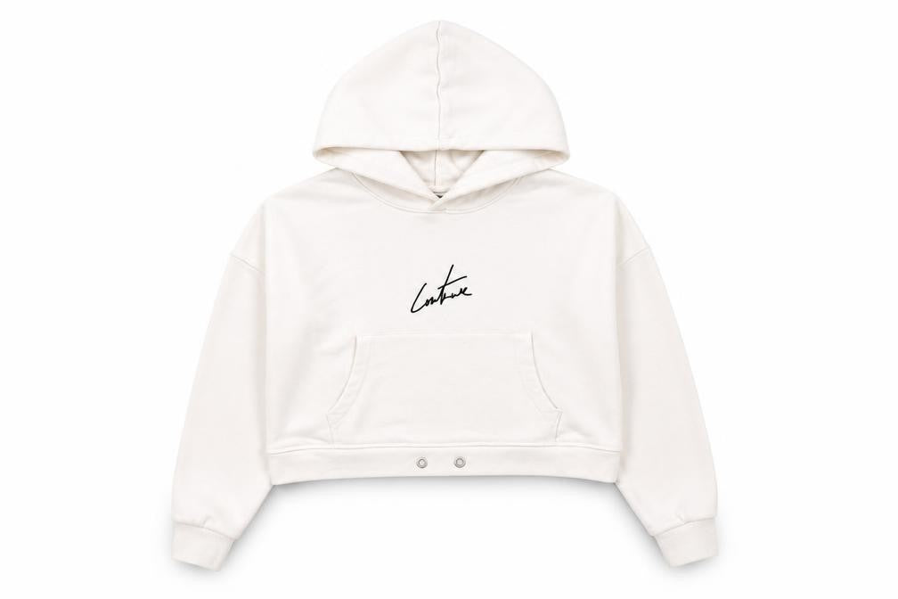 The Couture Club Womens Ivory Cotton Pullover Hoodie Size M Pullover