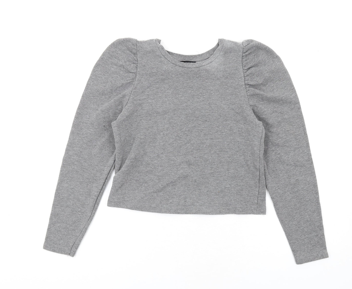 Zara Womens Grey Polyester Pullover Sweatshirt Size S Pullover - Puff Sleeve