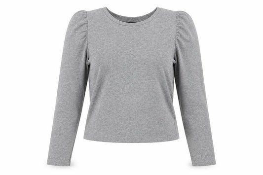 Zara Womens Grey Polyester Pullover Sweatshirt Size S Pullover - Puff Sleeve