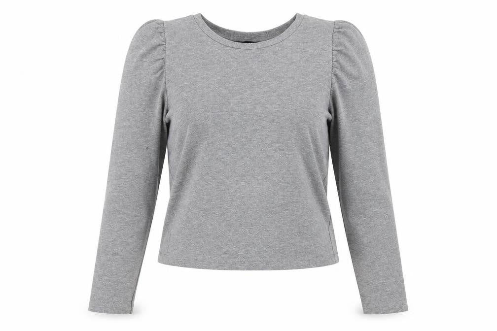 Zara Womens Grey Polyester Pullover Sweatshirt Size S Pullover - Puff Sleeve