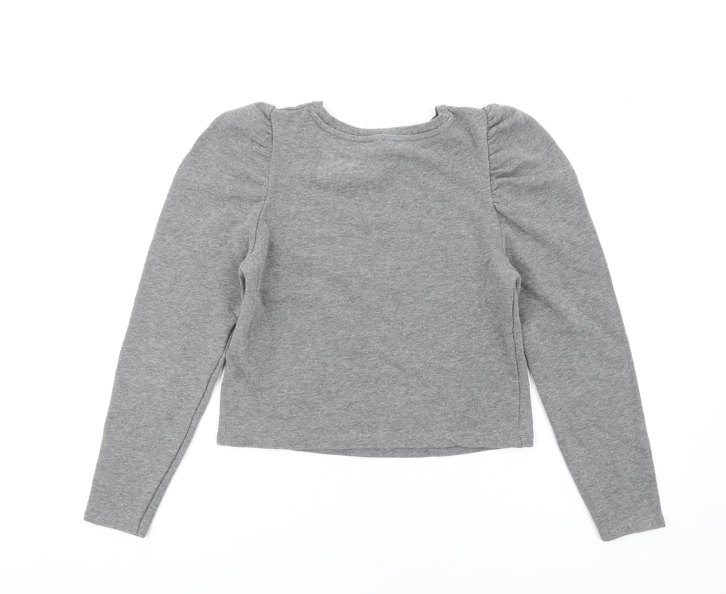 Zara Womens Grey Polyester Pullover Sweatshirt Size S Pullover - Puff Sleeve