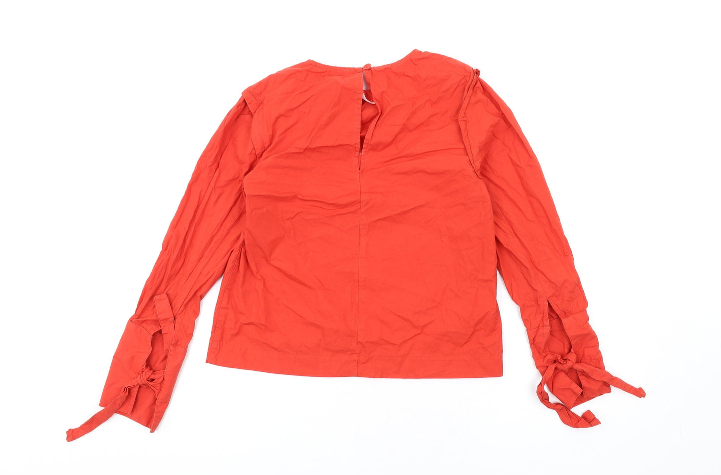 Mango Womens Red Cotton Basic Blouse Size XS Round Neck