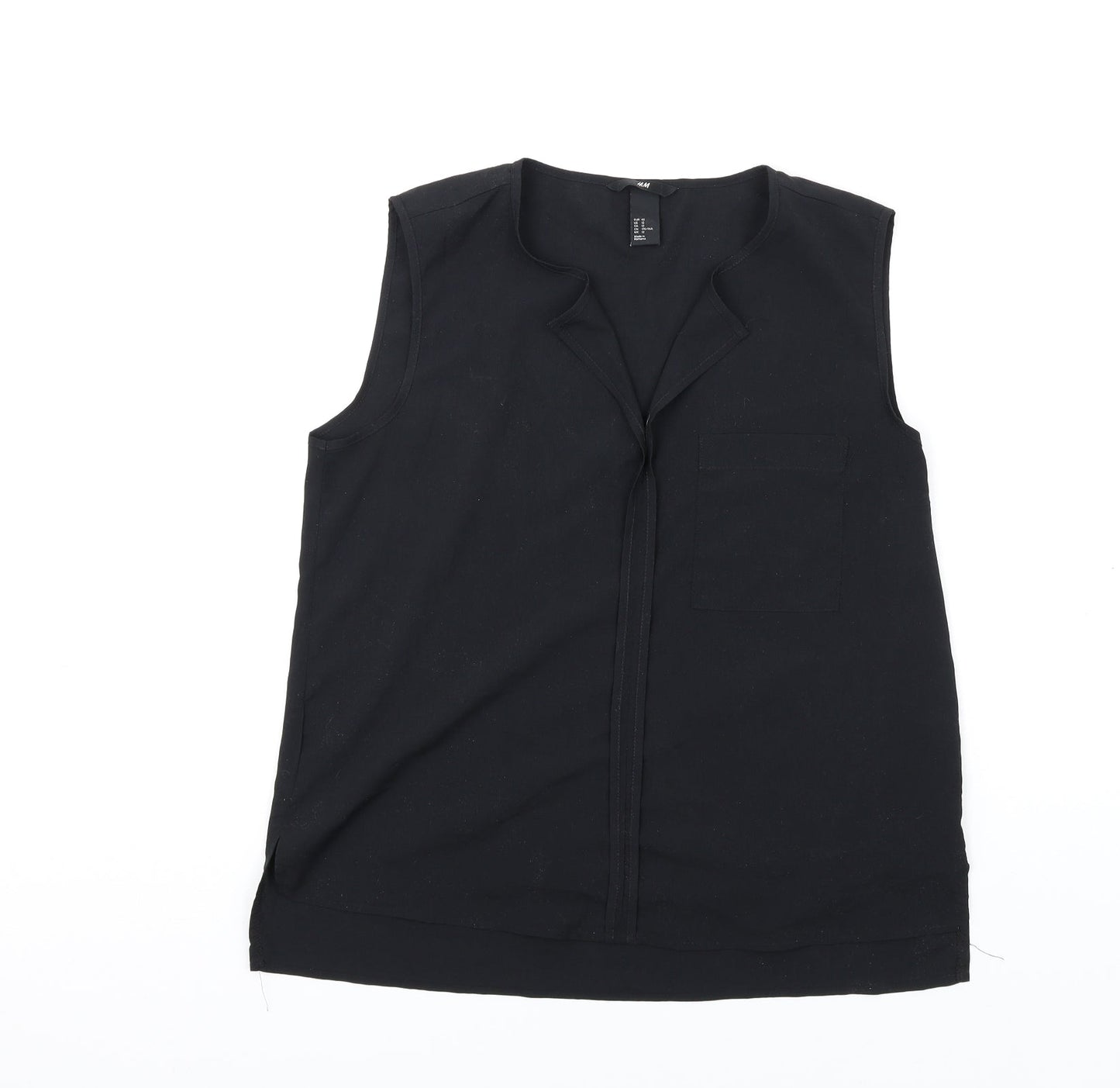 H&M Womens Black Polyester Basic Tank Size 14 V-Neck