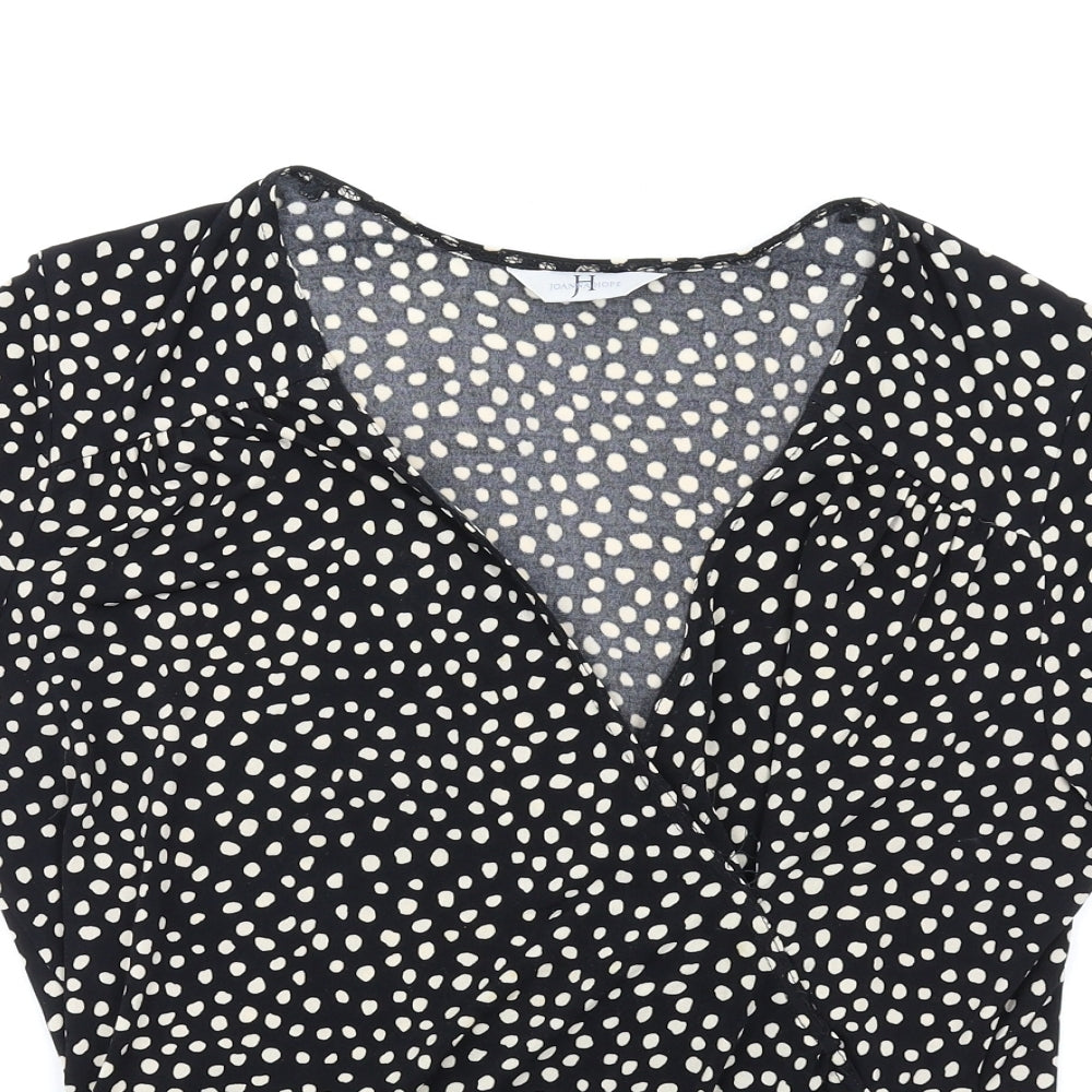Joanna Hope Womens Black Geometric Polyester Basic T-Shirt Size 14 V-Neck