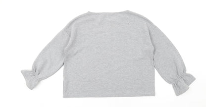 Back view of French Connection women’s grey polyester pullover sweatshirt, size S, pullover