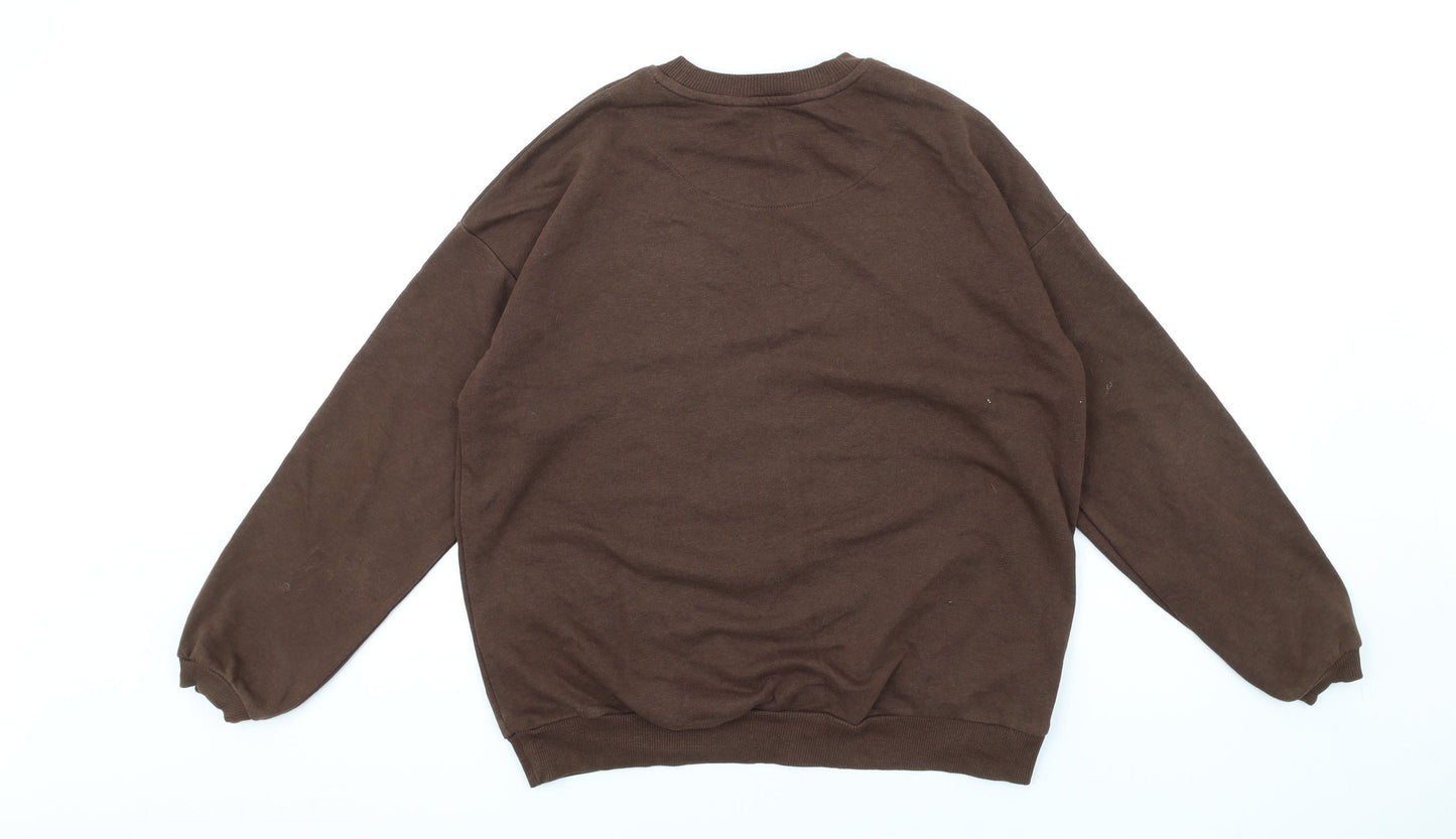 H&M Girls Brown Cotton Pullover Sweatshirt Size 10-11 Years Pullover