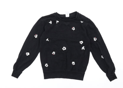 Preloved Disney Womens Black Cotton Pullover Sweatshirt Size S Pullover - Mickey Mouse - Front