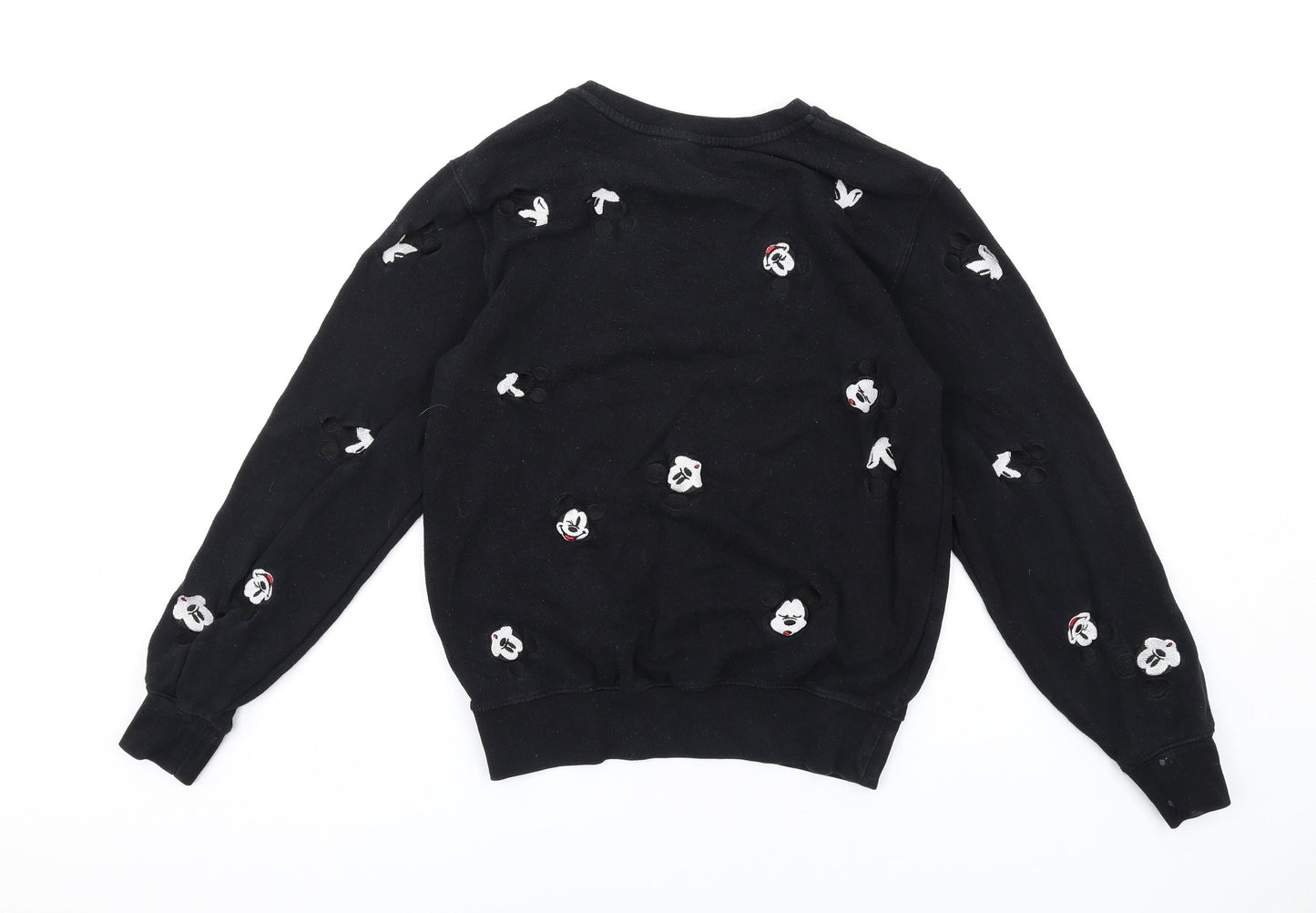 Disney Womens Black Cotton Pullover Sweatshirt Size S Pullover - Mickey Mouse