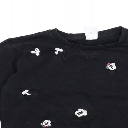 Preloved Disney Womens Black Cotton Pullover Sweatshirt Size S Pullover - Mickey Mouse - Detail