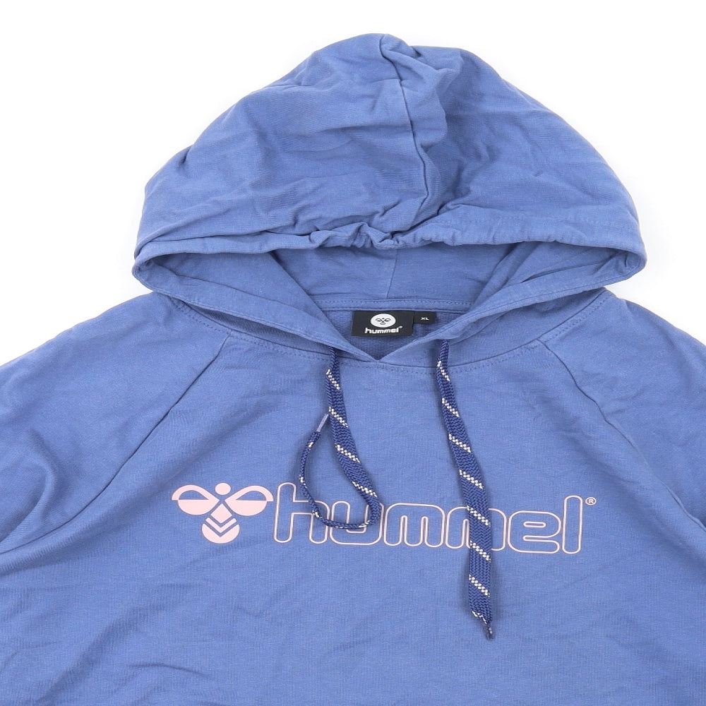 Hummel Womens Blue Cotton Pullover Hoodie Size XL Pullover