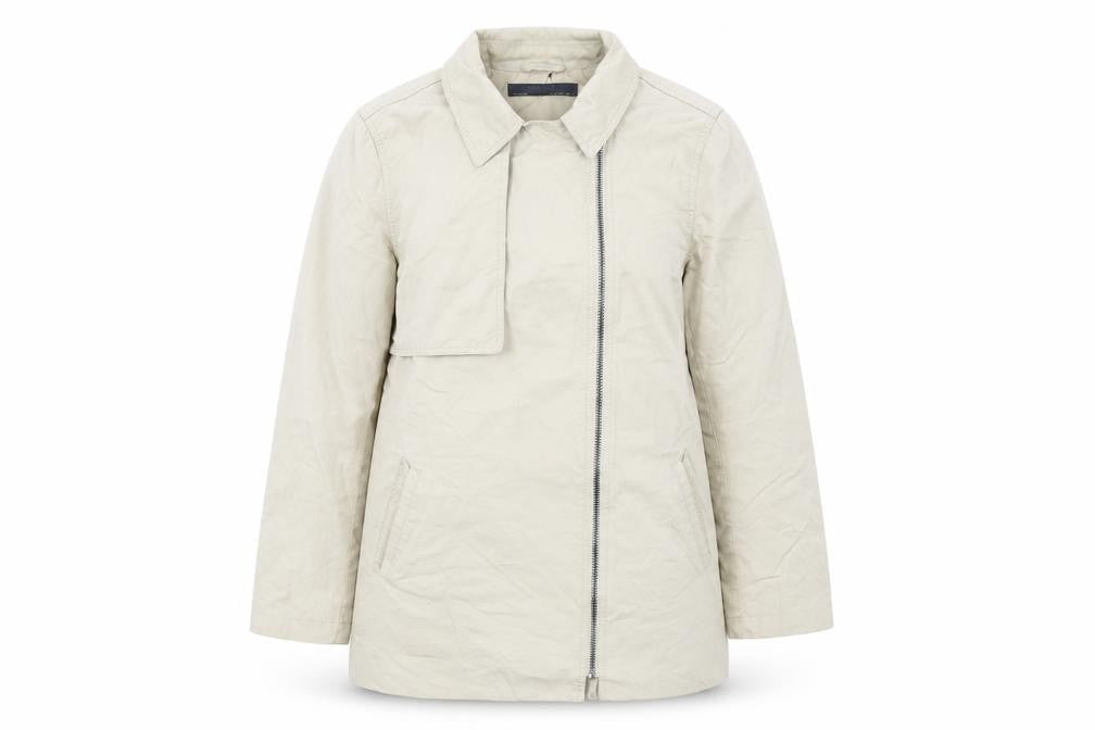 Zara Womens Beige Jacket Coat Size XL Zip