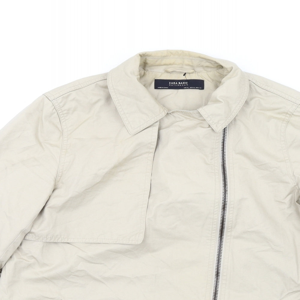 Zara Womens Beige Jacket Coat Size XL Zip