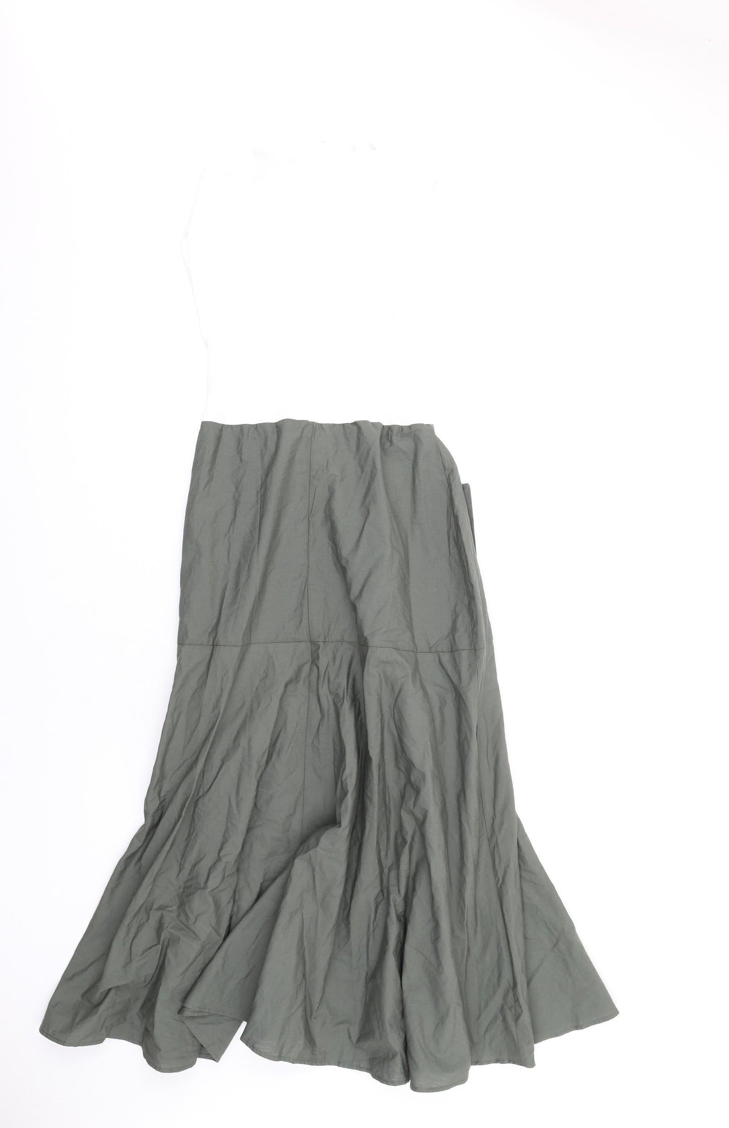 Zara Womens Green Cotton A-Line Size M Boat Neck Zip