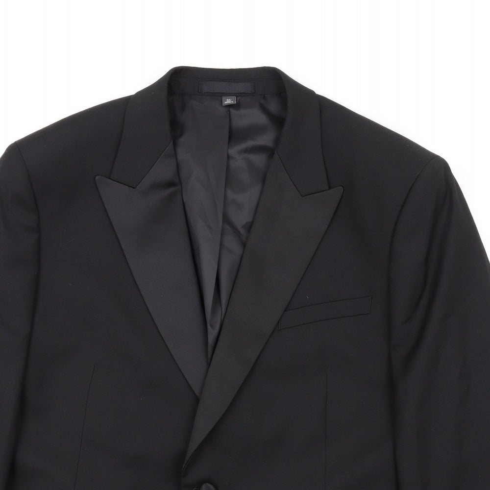 Marks and Spencer Mens Black Polyester Jacket Blazer Size 44 Regular