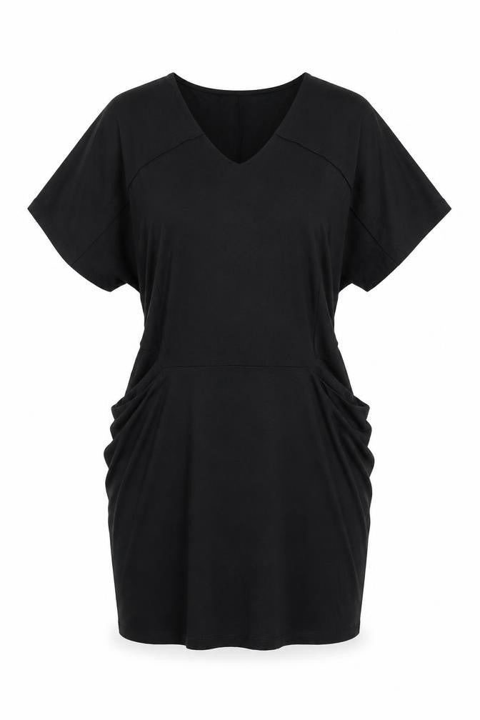 John Lewis Womens Black Lyocell T-Shirt Dress Size S V-Neck Pullover